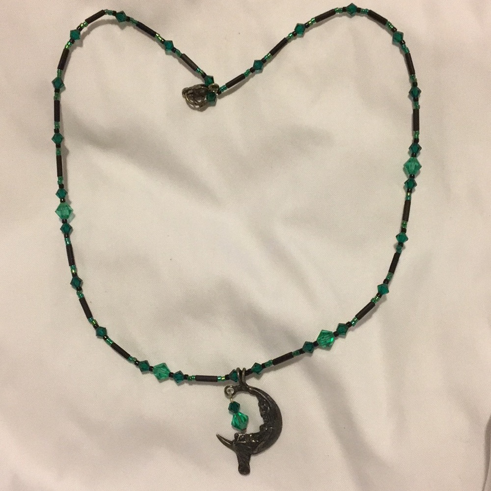 .925 Women in half moon Necklace 18”